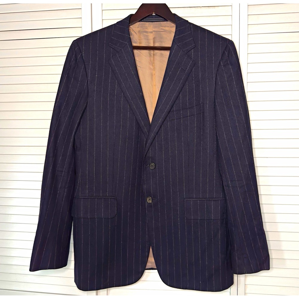 Vintage Gucci Men's 41R IT 51 Navy 100% Wool Pinstripe 2 Button Blazer